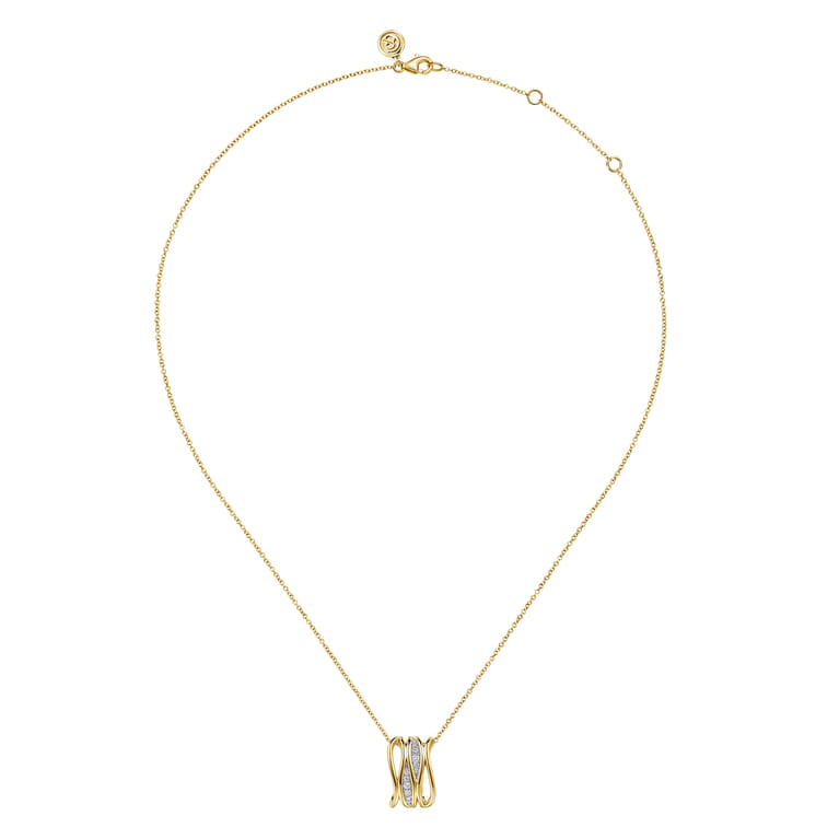 14K Yellow Gold Graduating Diamond Pendant Necklace - 0.14 ct - Shot 3