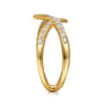 14K Yellow Gold Graduating Diamond Spike Criss Cross Ring - 0.36 ct