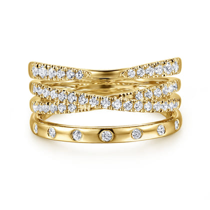 14K Yellow Gold Graduating Diamond Spike Easy Stackable Ring