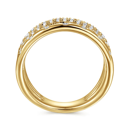 14K Yellow Gold Graduating Diamond Spike Easy Stackable Ring