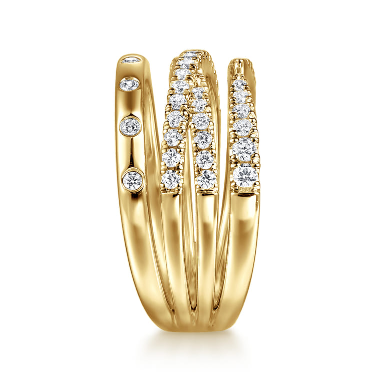 14K Yellow Gold Graduating Diamond Spike Easy Stackable Ring - 0.51 ct - Shot 4