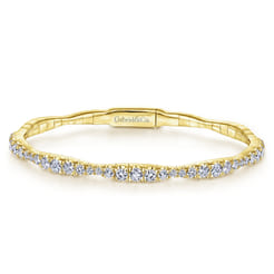 14K Yellow Gold Graduating Diamond Station Bangle