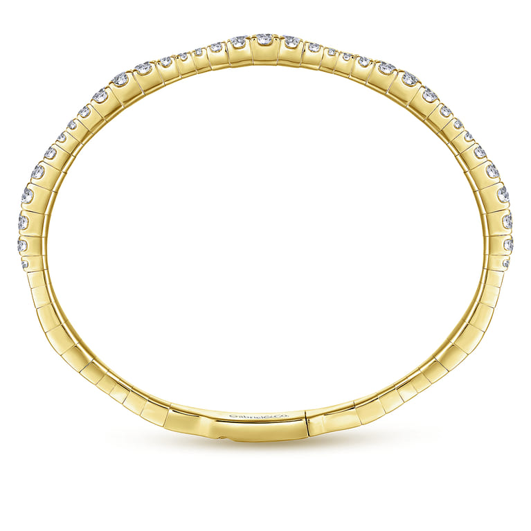 14K Yellow Gold Graduating Diamond Station Bangle - 2 ct - Shot 3