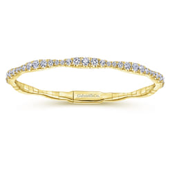 14K Yellow Gold Graduating Diamond Station Bangle