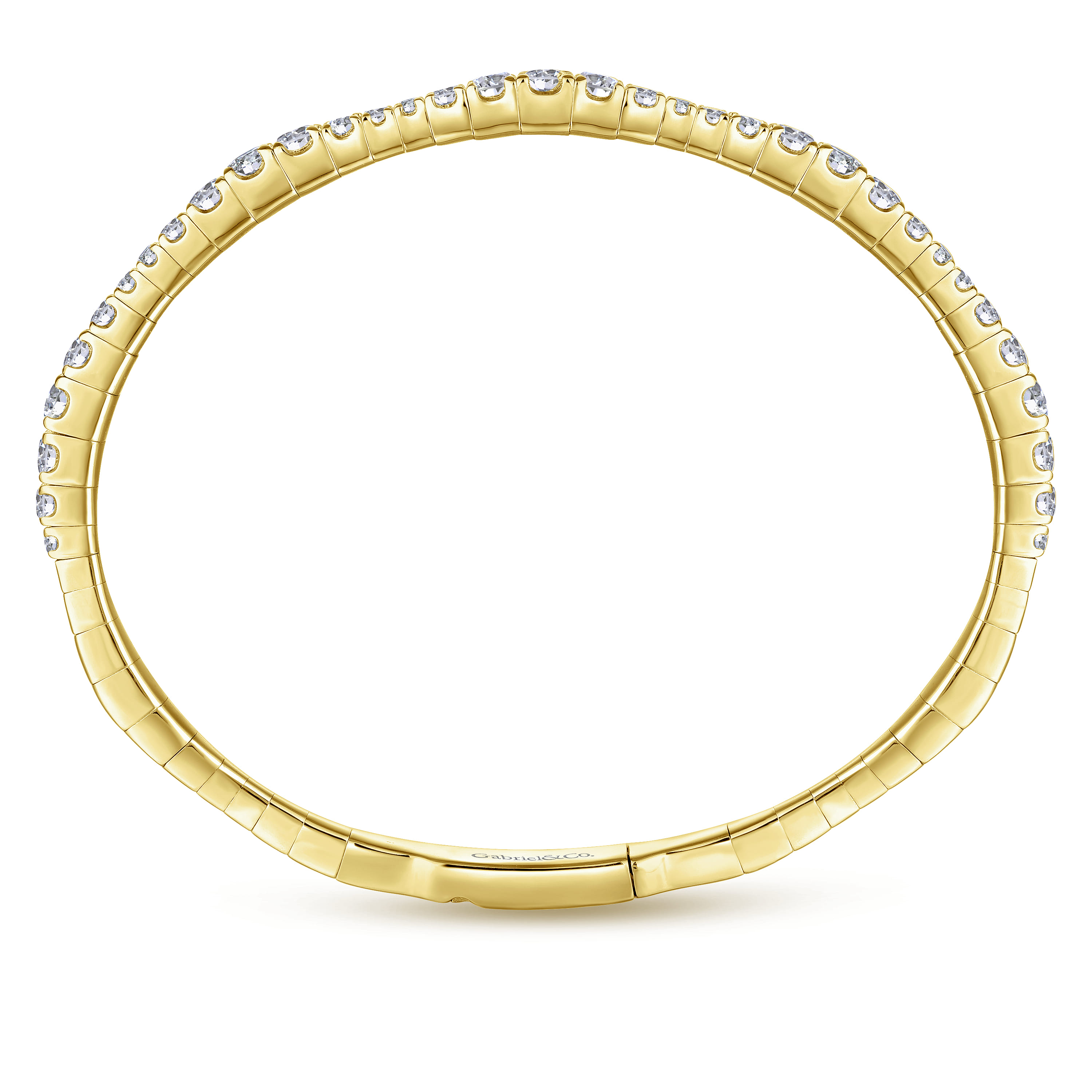 14K Yellow Gold Graduating Diamond Station Bangle - 2.15 ct - Shot 3
