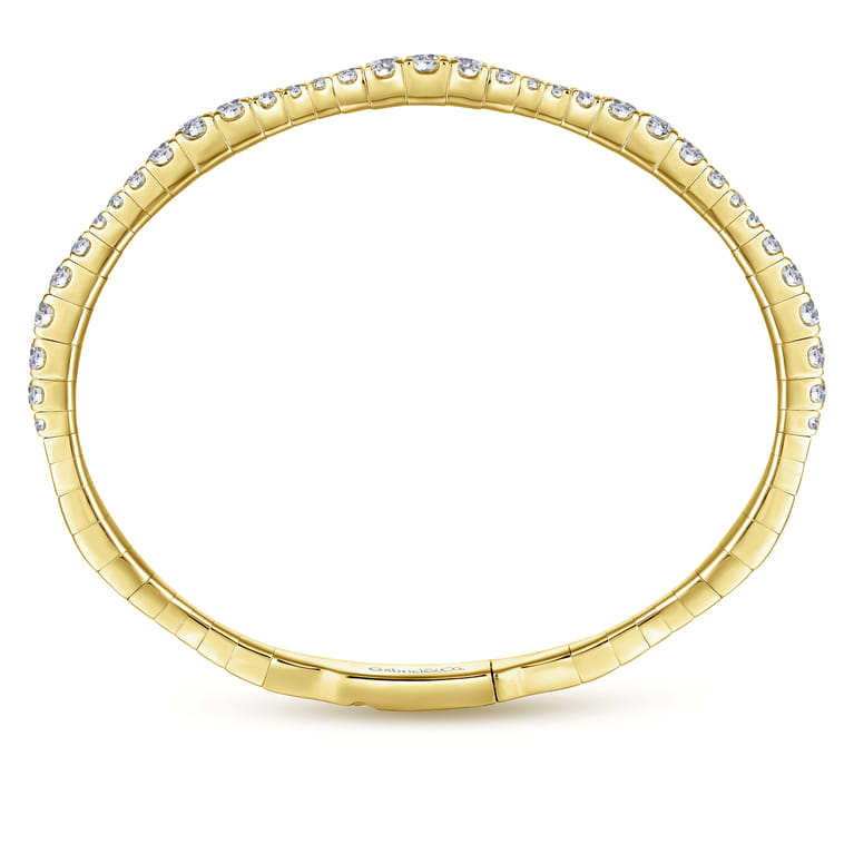 14K Yellow Gold Graduating Diamond Station Bangle - 2.15 ct - Shot 3