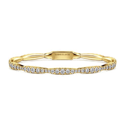 14K Yellow Gold Graduating Diamond Station Bangle