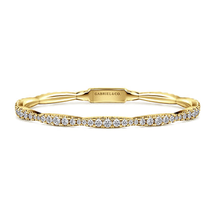 14K Yellow Gold Graduating Diamond Station Bangle