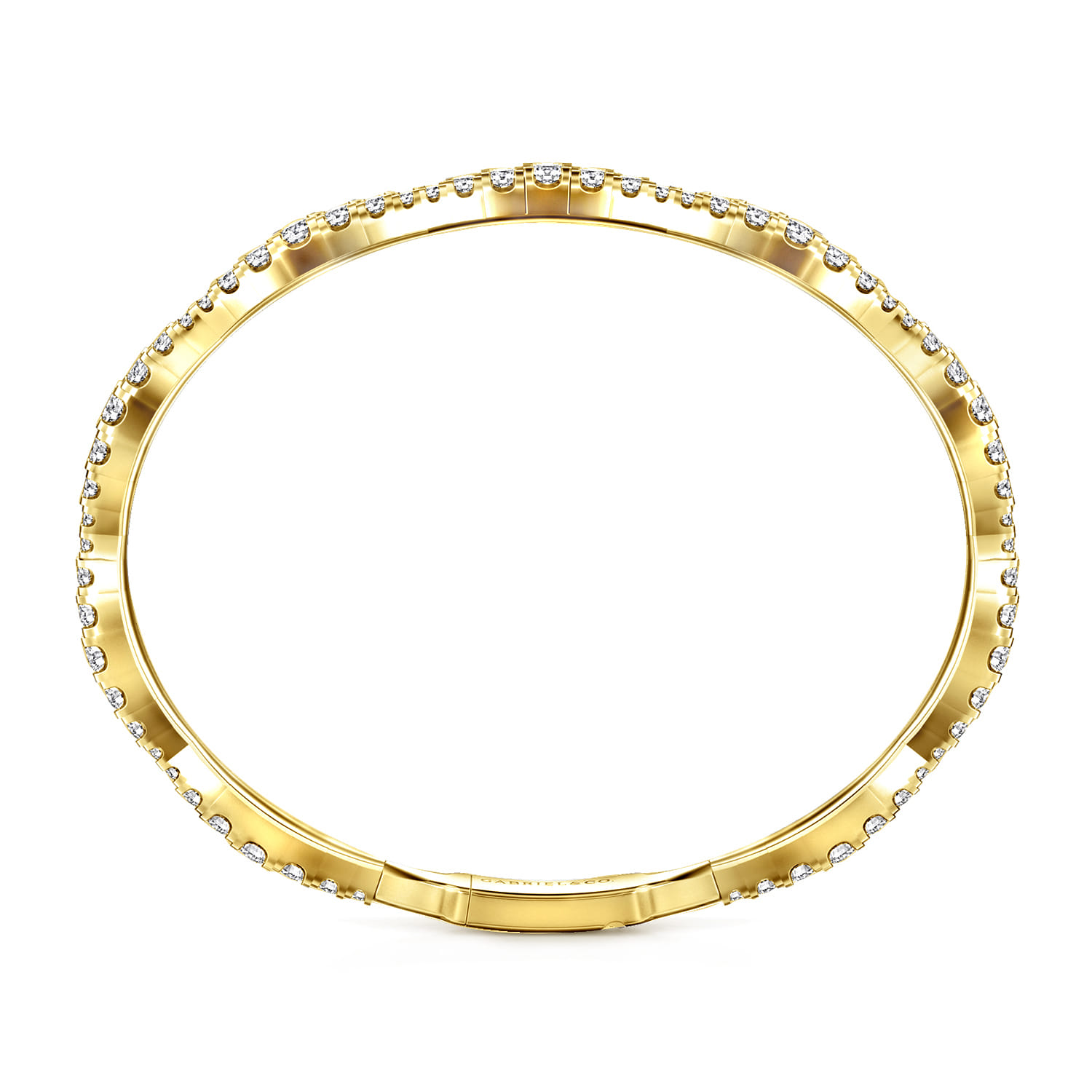 14K Yellow Gold Graduating Diamond Station Bangle - 3 ct - Shot 3