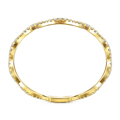 14K Yellow Gold Graduating Diamond Station Bangle