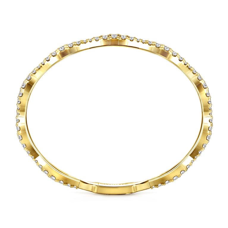 14K Yellow Gold Graduating Diamond Station Bangle - 3 ct - Shot 3