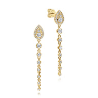 14K Yellow Gold Graduating Diamond Stud Drop Earrings