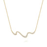 14K Yellow Gold Graduating Diamond Wave Bar Necklace - 0.51 ct