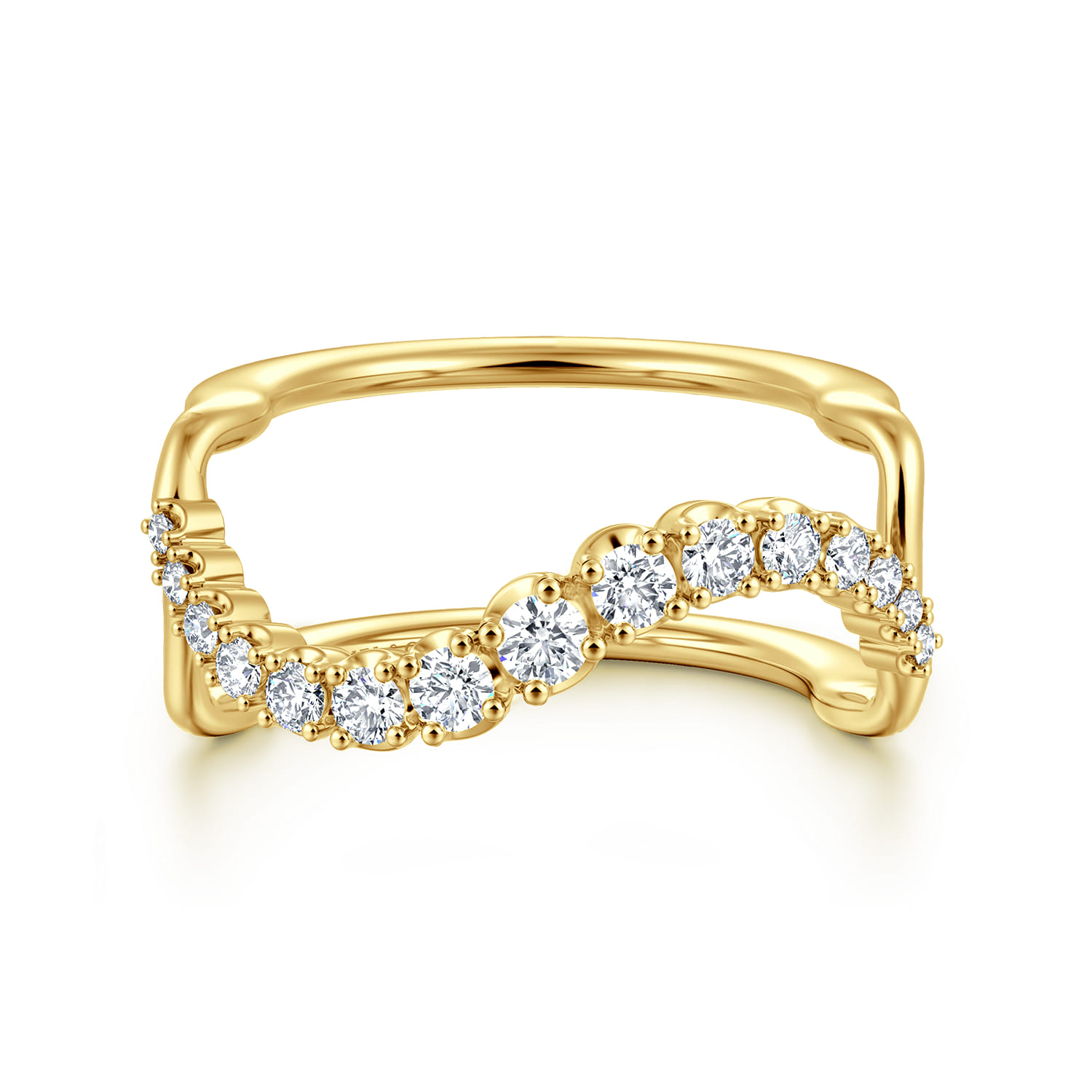14K Yellow Gold Graduating Diamond Wave Smart Ring Enhancer - 0.5 ct - Shot 1