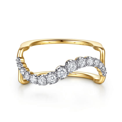 14K Yellow Gold Graduating Diamond Wave Smart Ring Enhancer