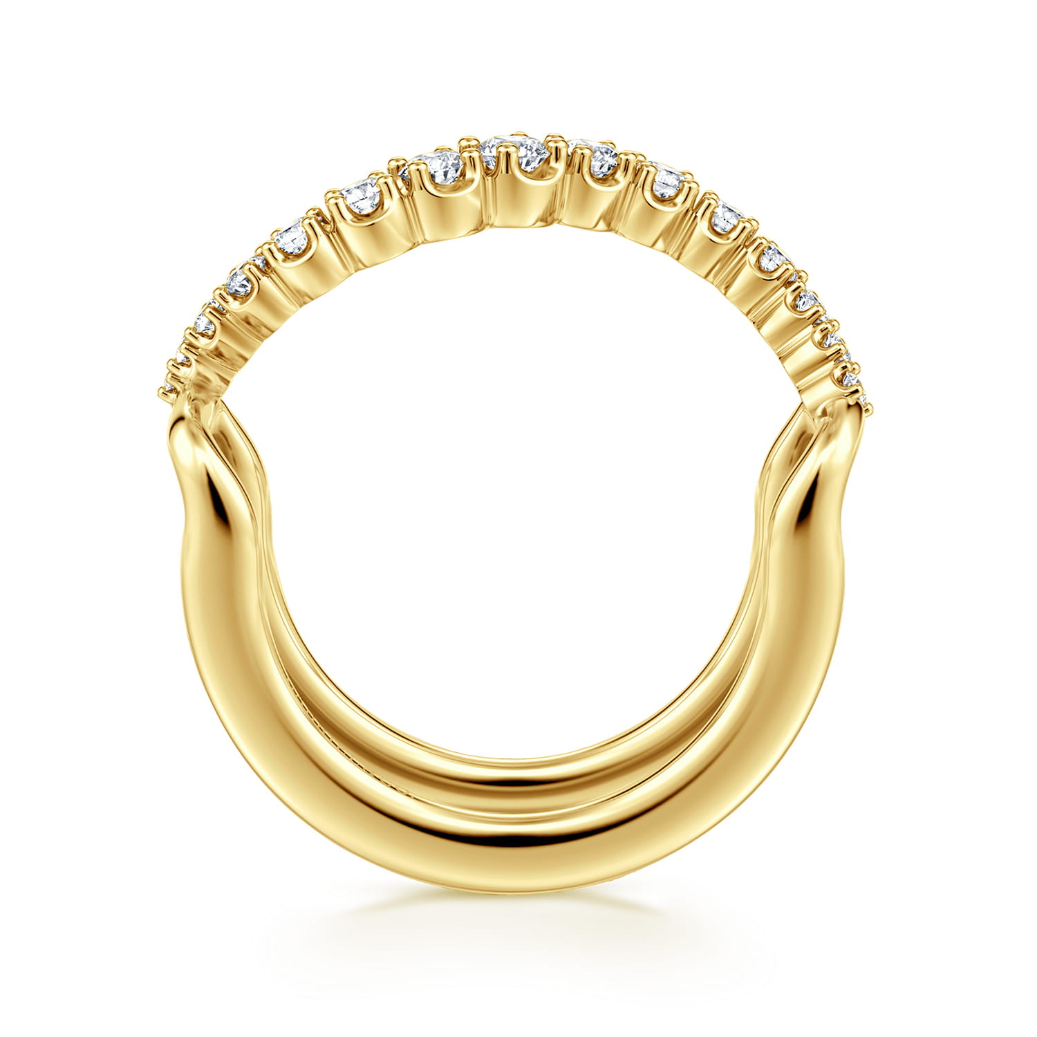 14K Yellow Gold Graduating Diamond Wave Smart Ring Enhancer - 0.5 ct - Shot 2