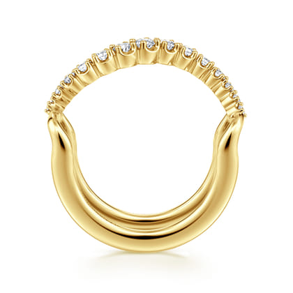 14K Yellow Gold Graduating Diamond Wave Smart Ring Enhancer