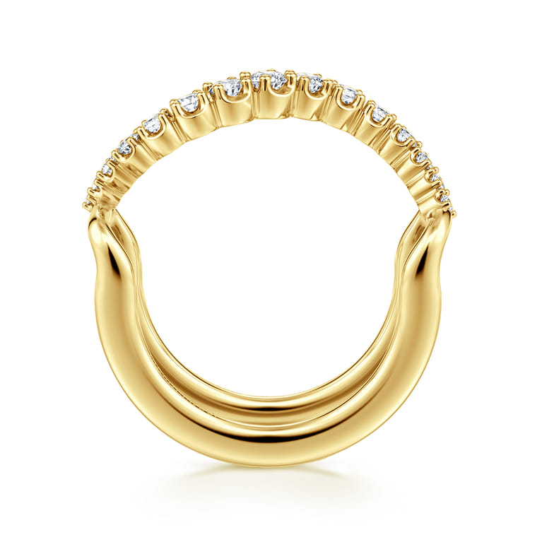 14K Yellow Gold Graduating Diamond Wave Smart Ring Enhancer - 0.5 ct - Shot 2