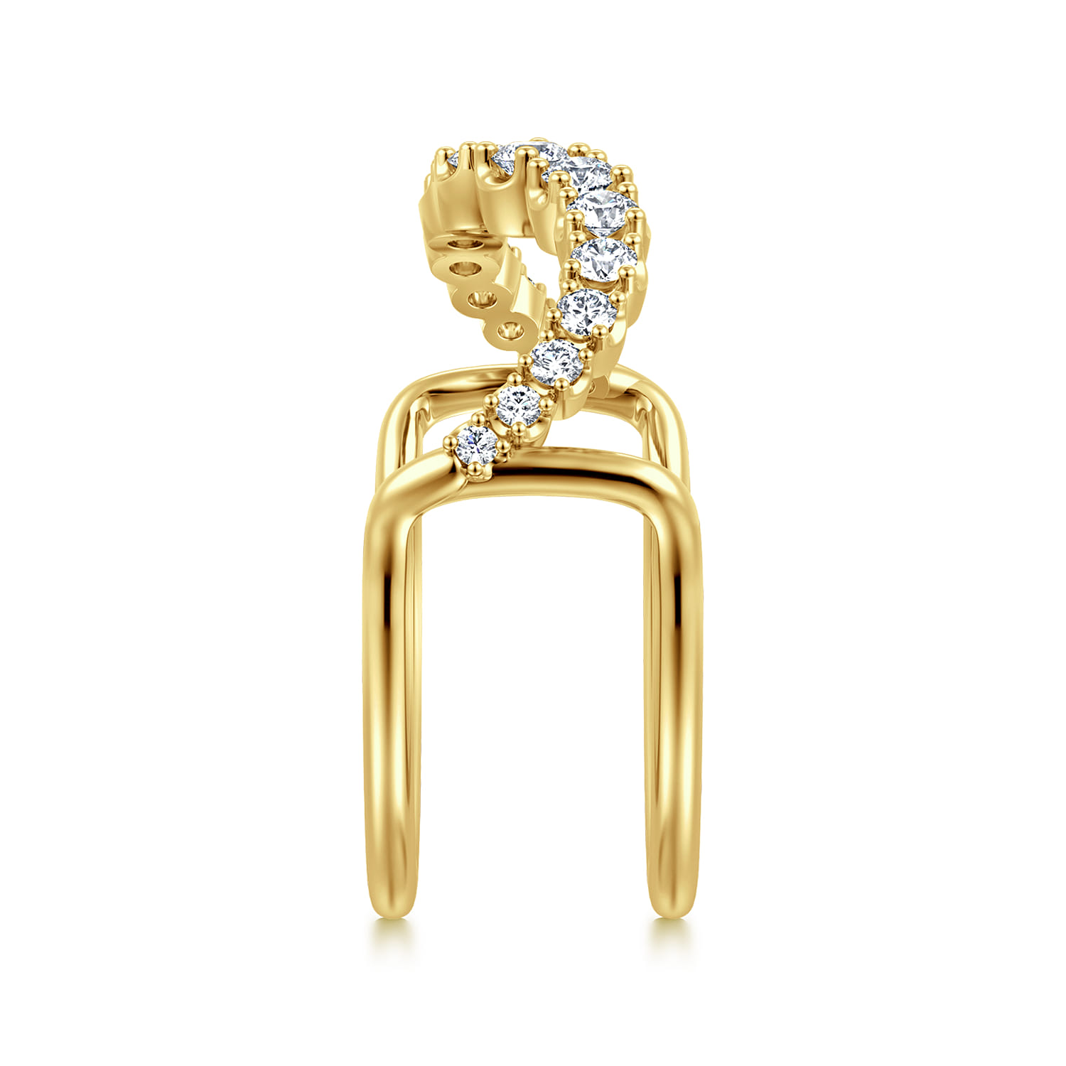 14K Yellow Gold Graduating Diamond Wave Smart Ring Enhancer - 0.5 ct - Shot 4