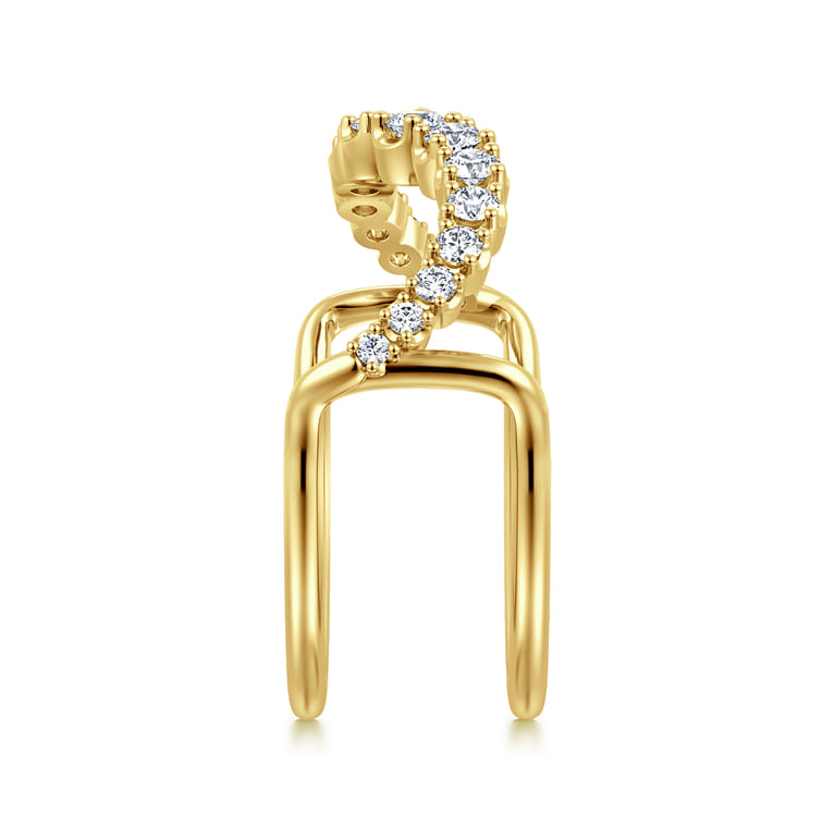 14K Yellow Gold Graduating Diamond Wave Smart Ring Enhancer - 0.5 ct - Shot 4