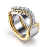 14K Yellow Gold Graduating Diamond Wave Smart Ring Enhancer - 0.5 ct