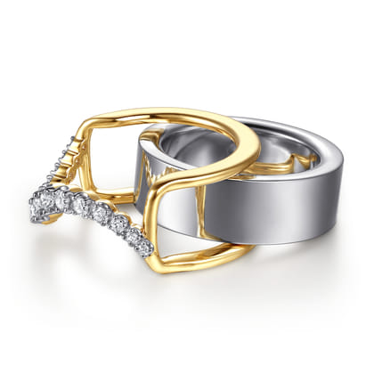 14K Yellow Gold Graduating Diamond Wave Smart Ring Enhancer