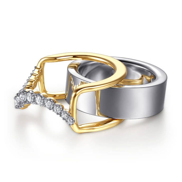 14K Yellow Gold Graduating Diamond Wave Smart Ring Enhancer - 0.5 ct - Shot 6