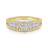 14K Yellow Gold Graduating Diamond Wide Band Ring - 0.75 ct