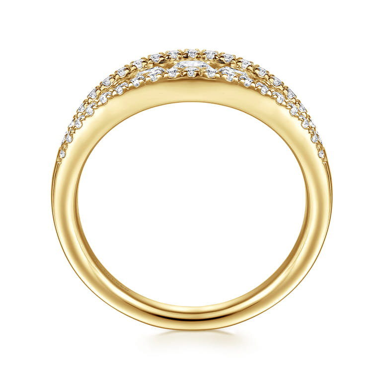 14K Yellow Gold Graduating Diamond Wide Band Ring - 0.75 ct - Shot 2