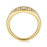 14K Yellow Gold Graduating Diamond Wide Band Ring - 0.75 ct