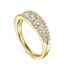 14K Yellow Gold Graduating Diamond Wide Band Ring - 0.75 ct