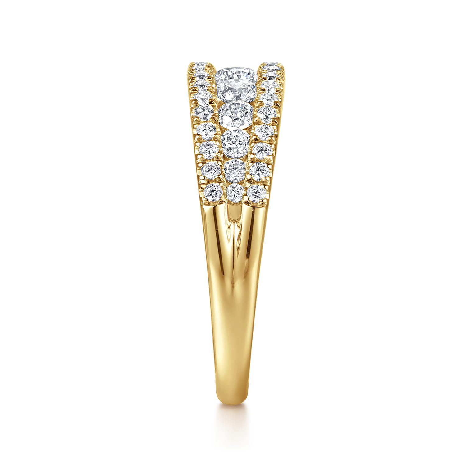 14K Yellow Gold Graduating Diamond Wide Band Ring - 0.75 ct - Shot 4