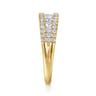 14K Yellow Gold Graduating Diamond Wide Band Ring - 0.75 ct
