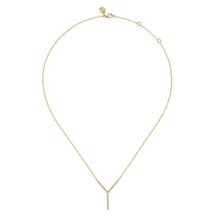 14K Yellow Gold Graduating Diamond Y Spike Necklace
