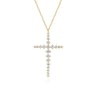 14K Yellow Gold Graduating Diamonds Cross Necklace - 1 ct
