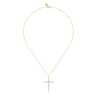 14K Yellow Gold Graduating Diamonds Cross Necklace - 1 ct