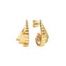 14K Yellow Gold Graduating J Hoop Earrings with Diamond Cut Finish