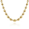 14K Yellow Gold Graduating Oval Bead Station Necklace