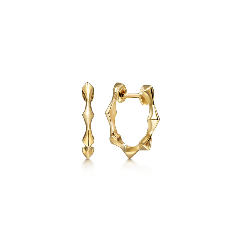 14K Yellow Gold Graduating Pattern Huggies - Shot 1