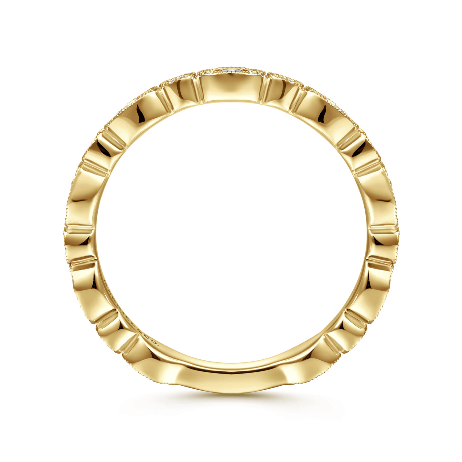 14K Yellow Gold Graduating Station Diamond Stackable Ring - 0.22 ct - Shot 2