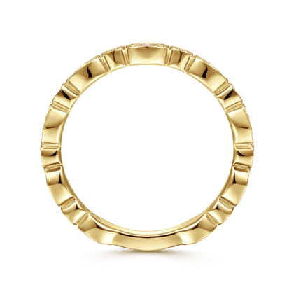 14K Yellow Gold Graduating Station Diamond Stackable Ring
