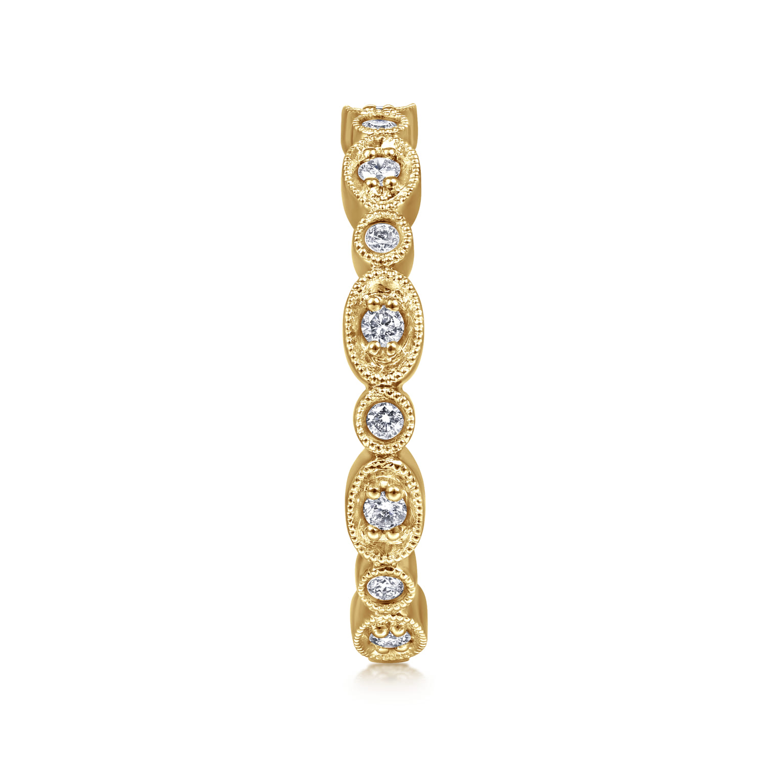 14K Yellow Gold Graduating Station Diamond Stackable Ring - 0.22 ct - Shot 4