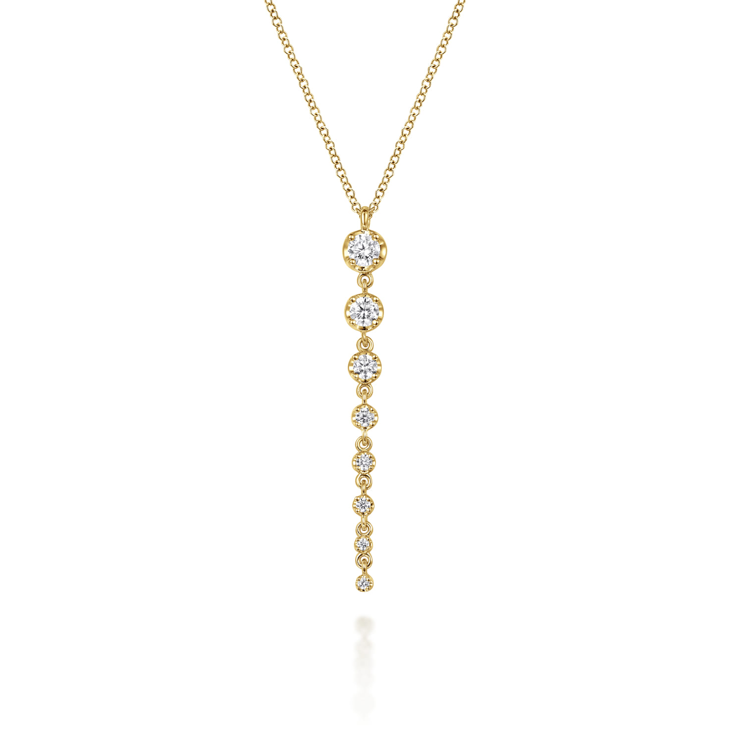 14K Yellow Gold Graduating Vertical Diamond Bar Necklace - 0.5 ct - Shot 1