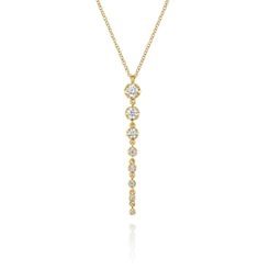 14K Yellow Gold Graduating Vertical Diamond Bar Necklace