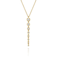 14K Yellow Gold Graduating Vertical Diamond Bar Necklace