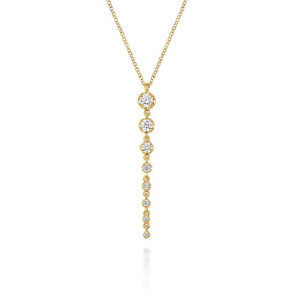 14K Yellow Gold Graduating Vertical Diamond Bar Necklace