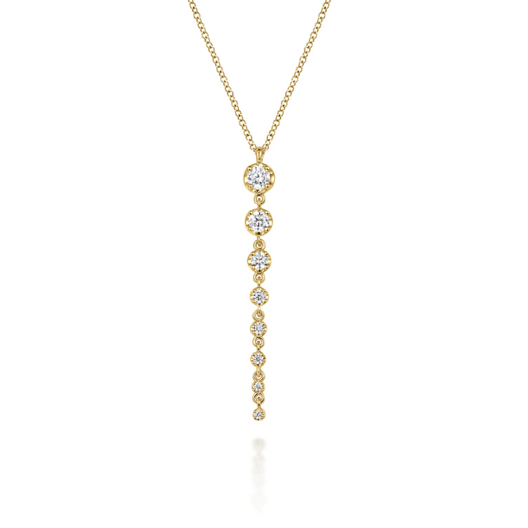 14K Yellow Gold Graduating Vertical Diamond Bar Necklace - 0.5 ct - Shot 1