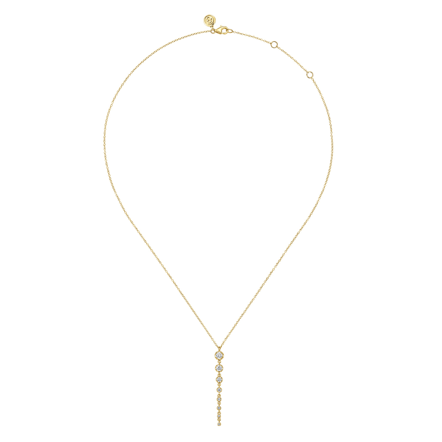 14K Yellow Gold Graduating Vertical Diamond Bar Necklace - 0.5 ct - Shot 2