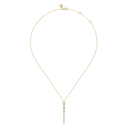 14K Yellow Gold Graduating Vertical Diamond Bar Necklace