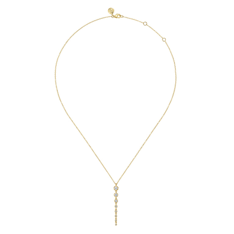 14K Yellow Gold Graduating Vertical Diamond Bar Necklace - 0.5 ct - Shot 2